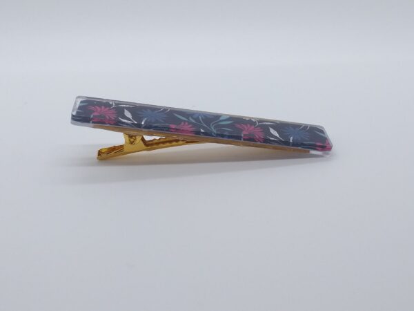 barrette résine rectangulaire fleur – Image 2