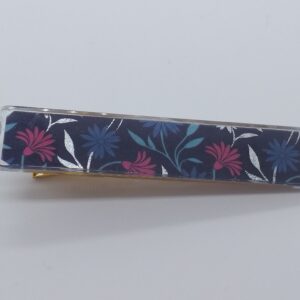 barrette résine rectangulaire fleur