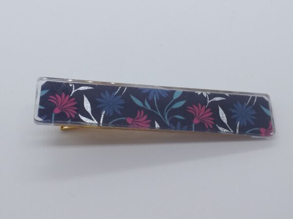 barrette résine rectangulaire fleur