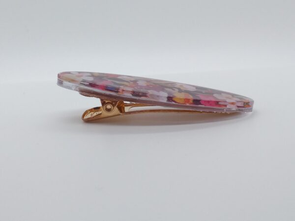 Barrette résine Ovale Fleur rétro – Image 2